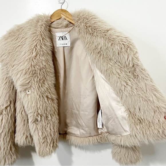 Zara Faux Fur Shaggy Jacket Size Medium - Picture 6 of 10